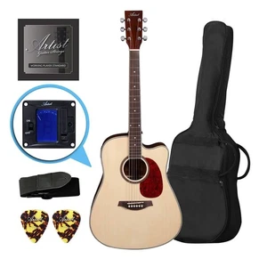 Artist LSPCNT Acoustic Guitar Pack With Cutaway Natural Built-In Tuner Gig Bag - Picture 1 of 6