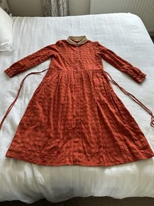 Midikleid Kürbis orange kariert Knopfleiste Langarm Größe S OVERSIZE Taschen - Bild 1 von 23