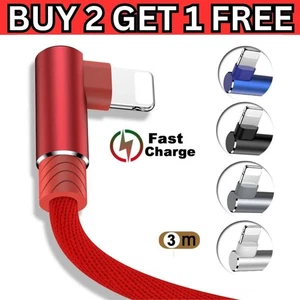3 m Kabel für Apple iPhone iPad 90° Winkel USB Daten Schnell Ladegerät Ladekabel UK - Bild 1 von 12