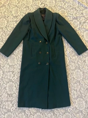 Vintage Jofeld Emerald Green Double Breasted Wool Trench Coat Women's Size Large - Image 1 of 4