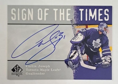 2000-01 UD SP Authentic CURTIS JOSEPH Sign of the Times On Card Auto Maple Leafs - Image 1 of 3