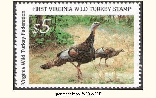 HALFPRICESOCIETY Virginia NWTF Wild Turkey Federation Stamp 1982 $5 - Image 1 of 1