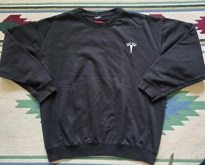 Sudadera Tesla Unisex Negra Bordada Logo Cuello Redondo Pullover Talla XL Foto 1 de 4