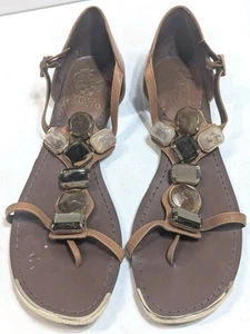 Vince Camuto Women's Summerleather Sandals Flats Gemstone Accents Size 10 - Picture 1 of 7