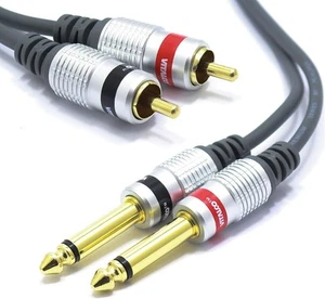 VITALCO Cinch auf 6.3mm Klinke Kabel 3m 2X Male Chinch Stecker zu 2X Grosse - Bild 1 von 9