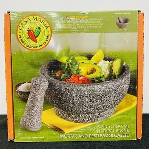 Casa Maria Large Natural Stone Mortar and Pestle 8.5" Best In Class - Picture 1 of 6