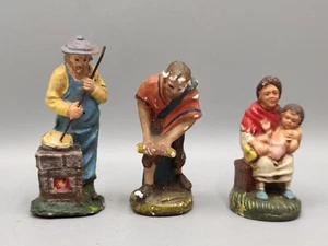 Antico Lotto Personaggi Presepe In Gesso E Cartapesta Dipinti A Mano Arte Sacra - Foto 1 di 4