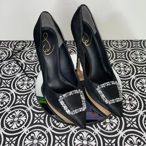Zapatos de salón para mujer Sam Edelman Harriet festoneados satinados adornados negros 7,5 M - Imagen 1 de 15