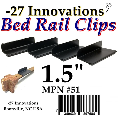 4 CLIPS Antique Flat Top Rail Iron Bed-Box Spring/Mattress CONVERSION KIT 1.5" Cover