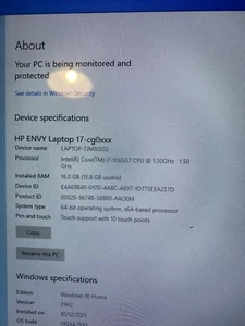 HP ENVY 17-cg10511 17.3" (256GB SSD + 1TB HDD, Intel Core i7 10th Gen. - Picture 1 of 3