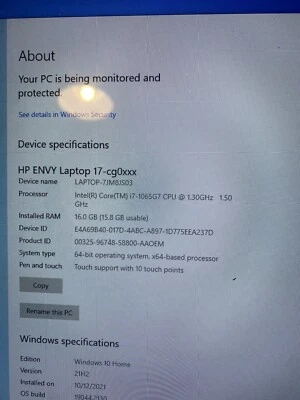 HP ENVY 17-cg10511 17.3" (256GB SSD + 1TB HDD, Intel Core i7 10th Gen. - Image 1 of 3