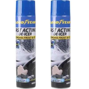 Goodyear Fast Acting Desencer Parabrisas Coche Aerosol Spray Coche Fusión Hielo 600ml x 2 - Imagen 1 de 3