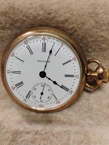 WALTHAM A.W.W.CO. ~ RELOJ BOLSILLO ~ CAJA CAZADOR ~ RELLENO DE ORO ~ 15J ~ FUNCIONA - Imagen 1 de 4