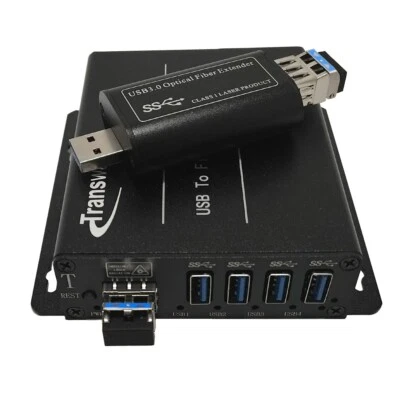 4 Ports USB 3.0 Hub to 250 Meters over Single-mode Fiber Optic Extender 820FT - Image 1 of 4
