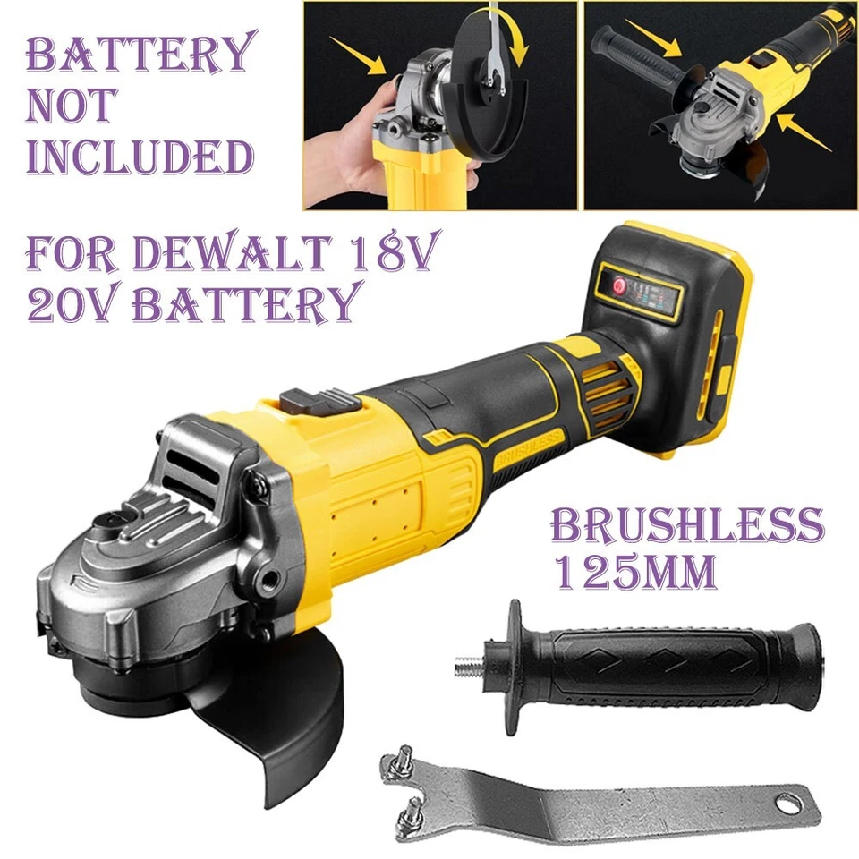 125mm Brushless Cordless Angle Grinder Efficient for Dewalt 18V 20V DCB Battery - Image 1 of 4