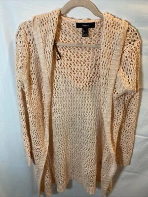 Forever 21 Suéter Mujer Pequeño Rosa Frontal Abierto Bolsillo Cárdigan Damas Foto 1 de 4