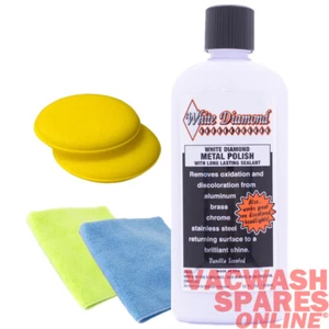 WHITE DIAMOND METAL POLISH & SEALANT SET  - ALUMINIUM - CHROME - STAINLESS STEEL - Picture 1 of 3