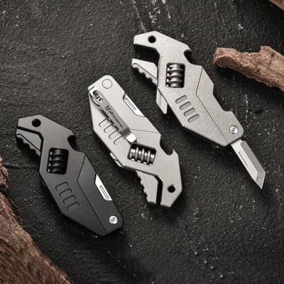 EDC Titanium Alloy Multi Tools Adjustable Wrench Pocket Folding Knife Keychain - Image 1 of 4