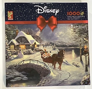 Thomas Kinkade Disney Mickey und Minnie Abend Schlittenfahrt Urlaub Puzzle - Bild 1 von 2