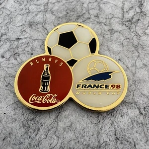 France '98 World Cup Coca-Cola Coke Soccer Futbol Enamel Lapel Hat Tie Tack Pin - Picture 1 of 3