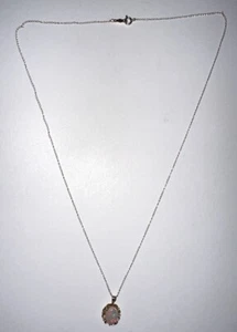 14K Gold JL Necklace White Opal Pendant Jewelry Marked 18 inch / 1.6 grams - Picture 1 of 10