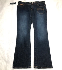Lady Enyce Womens Jeans Sz 31 Blue Low Rise Single Button Zip Fly Flare Leg NWT - Picture 1 of 24