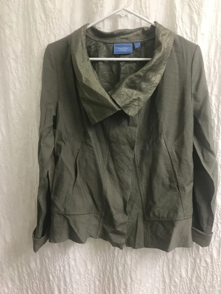 Cárdigan Chaqueta Simply Vera Wang Kohls Talla S Drapeado Caqui Frente Abierto Verde Foto 1 de 4