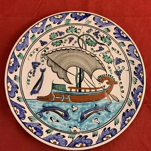 Vintage griechische Icaros Rhodos Keramik Keramik A 814 Teller Schiff Seetarif Restaurants - Bild 1 von 4