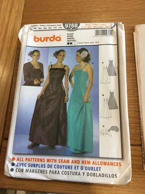 ORIGINAL BURDA  SEWING PATTERN 9760 Teen dress & bolero age 11-16 cut FREE  P&P - Image 1 of 4