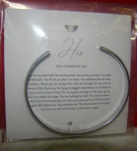 NWT Stella Valle "You Complete Me" Mens Silver Tone Bracelet - Picture 1 of 5