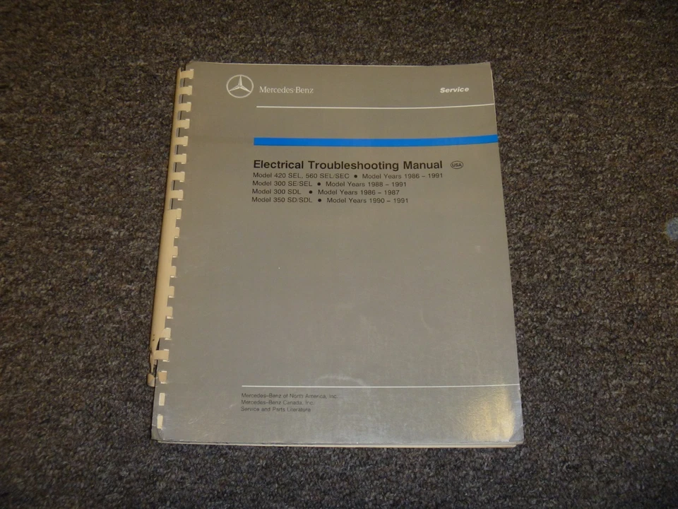 1986 1987 Mercedes Benz 420SEL 560SEL 560SEC Electrical Wiring Diagram Manual - Image 1 of 1
