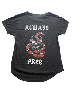 Brooklyn Standard Shirt Womens Medium Black Always Free Goth Skull Snake Grunge - Picture 1 of 10