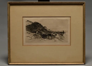 EDMUND HENRY GARRETT 19thC Original Signed Mattakeesett Beach Landscape Etching - Picture 1 of 23