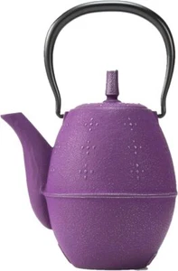 Iwachu Nambu Ironware Rice Teapot Enamel Inside Silver/Grape w/Box New Import JP - Picture 1 of 4