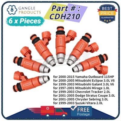 6PCS Fuel Injectors For Mitsubishi Mirage 1.8L 1997-2001 Eclipse 3.0L 2000-2005 - Image 1 of 4