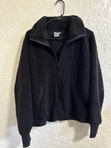 Daisy Fuentes Black Zip Up Sherpa Jacket Size 1X - Picture 1 of 8