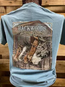 Backwoods Born & Raised Horses Comfort Colors Bright Unisex T Shirt - Picture 1 of 1