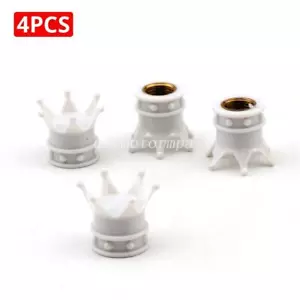4PCS White Crown Tire Air Stem Valve Caps for Honda Yamaha Suzuki Motorcycle - Picture 1 of 3