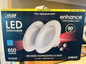 Feit LED Retrofit Kit 5-6 Inch 75W Replacement 2-Pack Dimmable Flood Light 850lm - Picture 1 of 4
