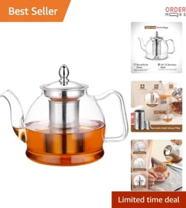 Glass Tea Kettle 1000ml Stovetop Safe Infuser Loose Leaf Blooming Tea Maker - Picture 1 of 9