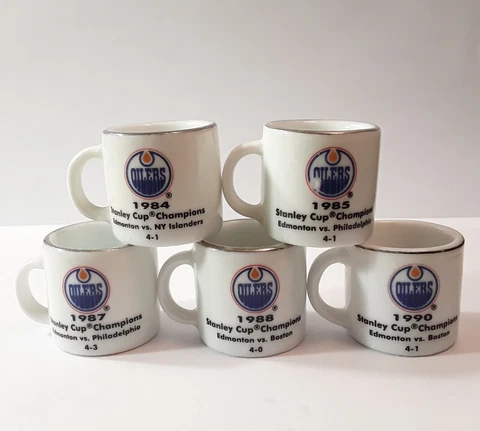 EDMONTON OILERS NHL CUP CRAZY MINI MUGS - COMPLETE SET OF 5 '84 '85 '87 '88 '90 Cover