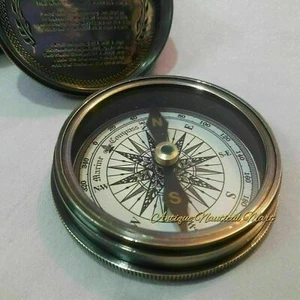 Stanley London Poem Brass Compass Vintage Nautical With Leather Box Gift - Picture 1 of 5