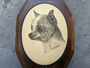 Vintage Earl Sherwan Signed Chihuahua Beaded Glass Wall Plaque Art Handmade - Picture 1 of 12