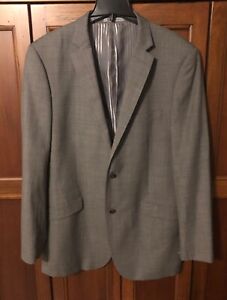 Bachrach Men's Modern Fit Gray Jacket Blazer Wool  Suit Coat 44L