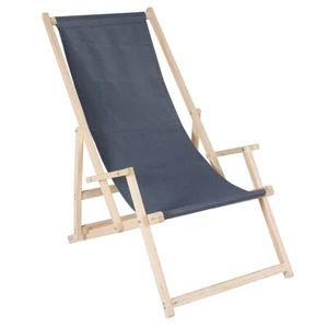 Strandstuhl Strandliege Liegestuhl Armlehne anthrazit Klappliege Klappstuhl NEU - Bild 1 von 6
