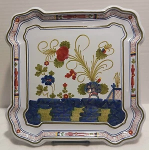 Plato grande cuadrado cerámica clavel Garafano 11" CACF FAENZA ITALIA - Imagen 1 de 4