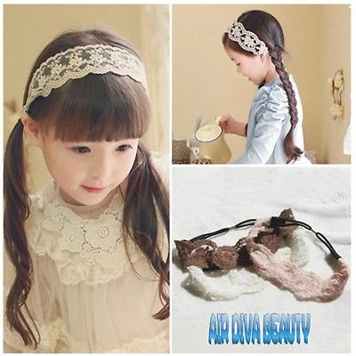Girls Children Kids Sweet White Rose Lace Embroidery Hair Band Headband Wrap - Image 1 of 4