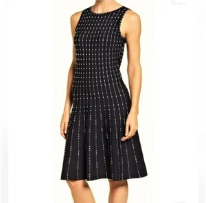 Nic & Zoe  Sleeveless Fit-Flare Knit Midi Tank Dress Size M; Black/W Zipper - Picture 1 of 6