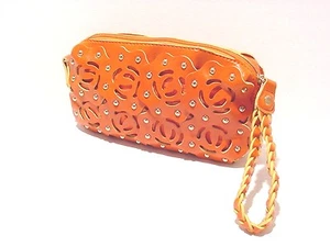 FASHION CLUTCH WRISTLET ANGELINA ROSE CUTOUT W ADDITIONAL STRAP #ORANGE - Picture 1 of 2