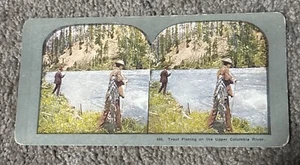 Vintage Stereoview Card - Forellenangeln am Upper Columbia River - Nr. 455 - Bild 1 von 2